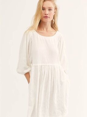 Free People Get Obsessed Babydoll Dress  Colour Almond Milk